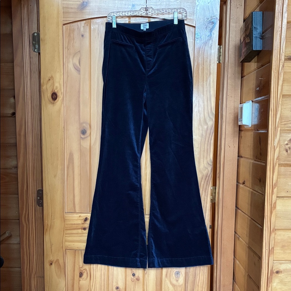 Anthropologie velvet elastic waist wide leg pull on pants